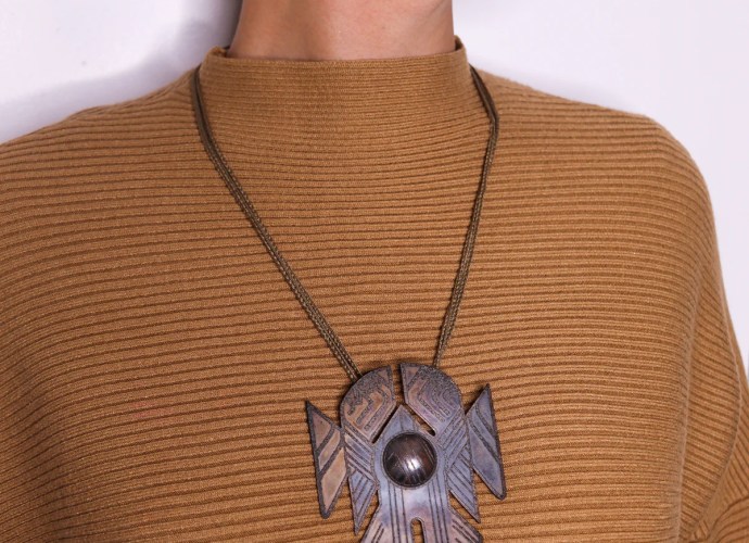 1970 Rare Sculptural Ethics Necklace in Copper designed by Thomas Gentille