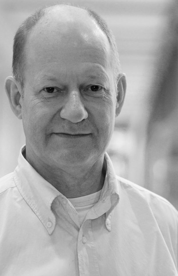 Portrait of Bruno Ninaber van Eyben, Dutch designer and professor, known for his minimalist industrial and jewelry designs.