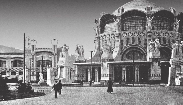 Principal façade and main portal of the 1902 Turin Exhibition of Modern Decorative Art, designed by Raimondo D’Aronco in Art Nouveau style