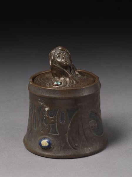 Henry Tooth & Co. Art Nouveau Tobacco Jar and Cover, Woodville, ca. 1900 Art Nouveau tobacco jar and cover by Henry Tooth and Company, made in Woodville around 1900, combining functional storage with decorative ceramic form.